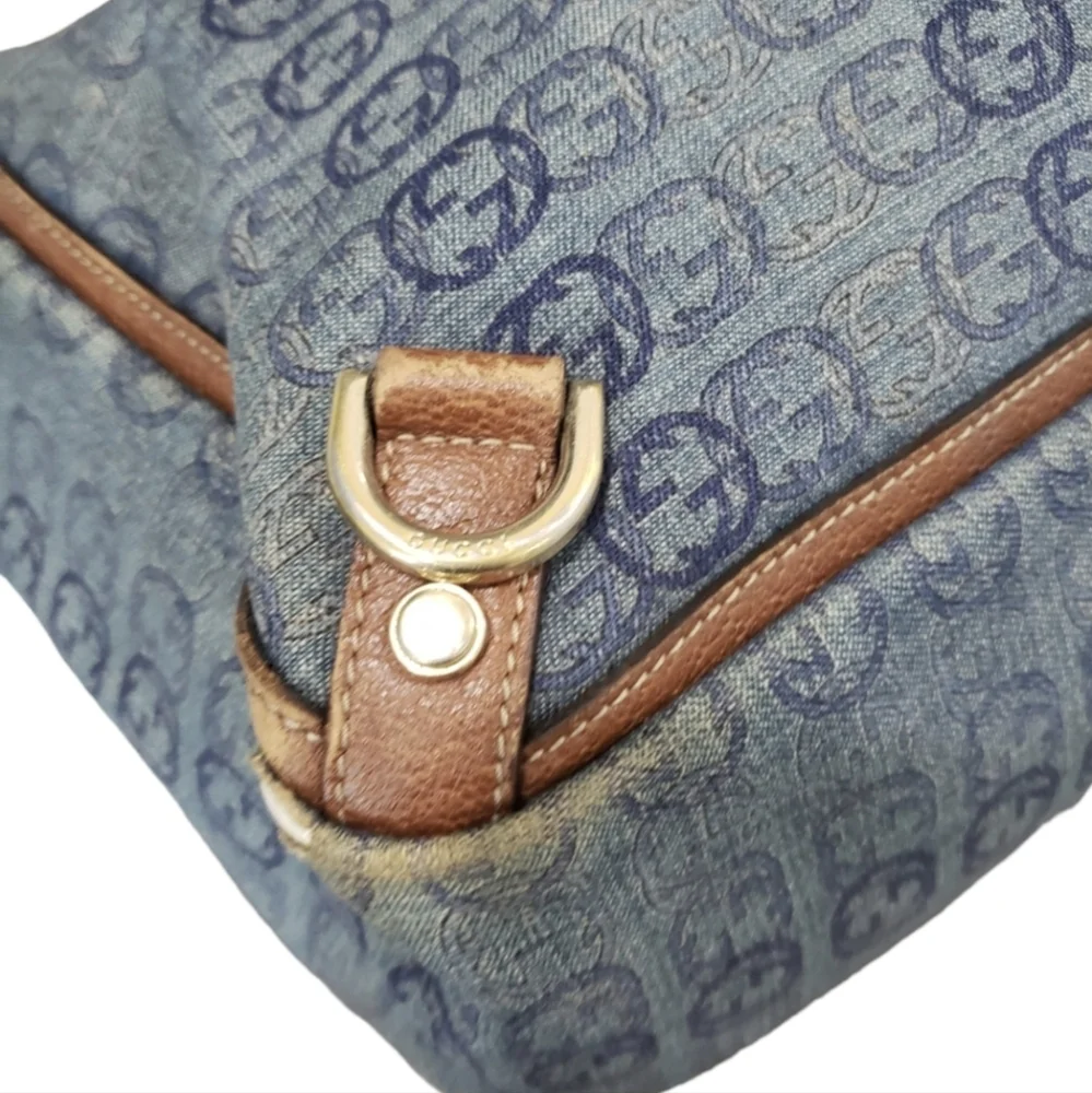 Gucci RARE Denim Abbey Blue and Brown Tote Bag - Picture 13 of 17
